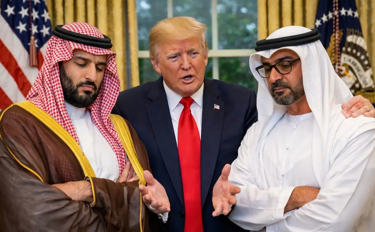 ترامب بين بن سلمان وبن زايد.