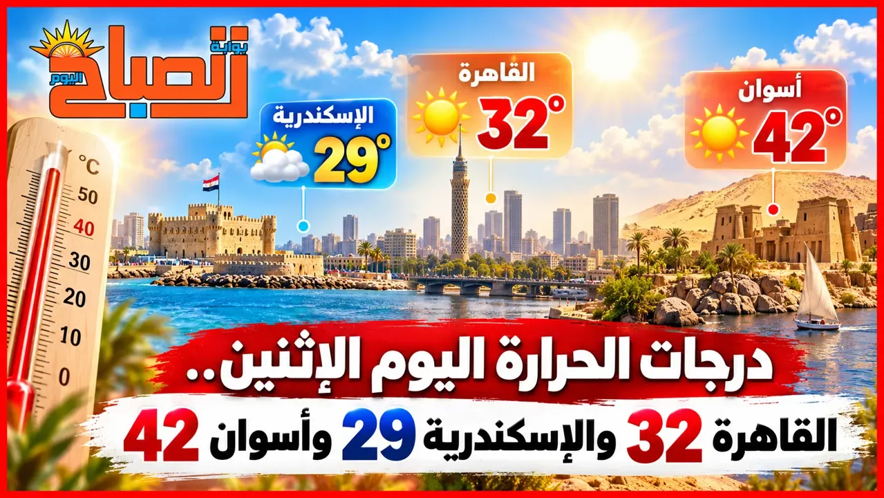 حالة الطقس اليوم الإثنين 28 سبتمبر 2026.. العظمى 42 في أسوان