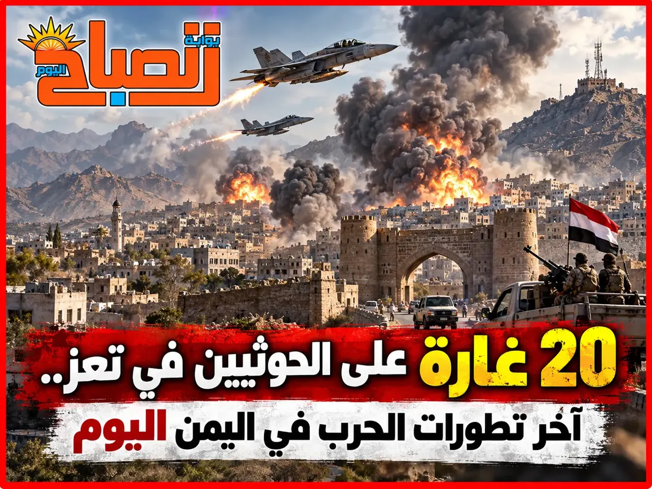 20 غارة خلال 3 ساعات.. تعز تتحول إلى جبهة مفتوحة  بين السعودية والحوثيين