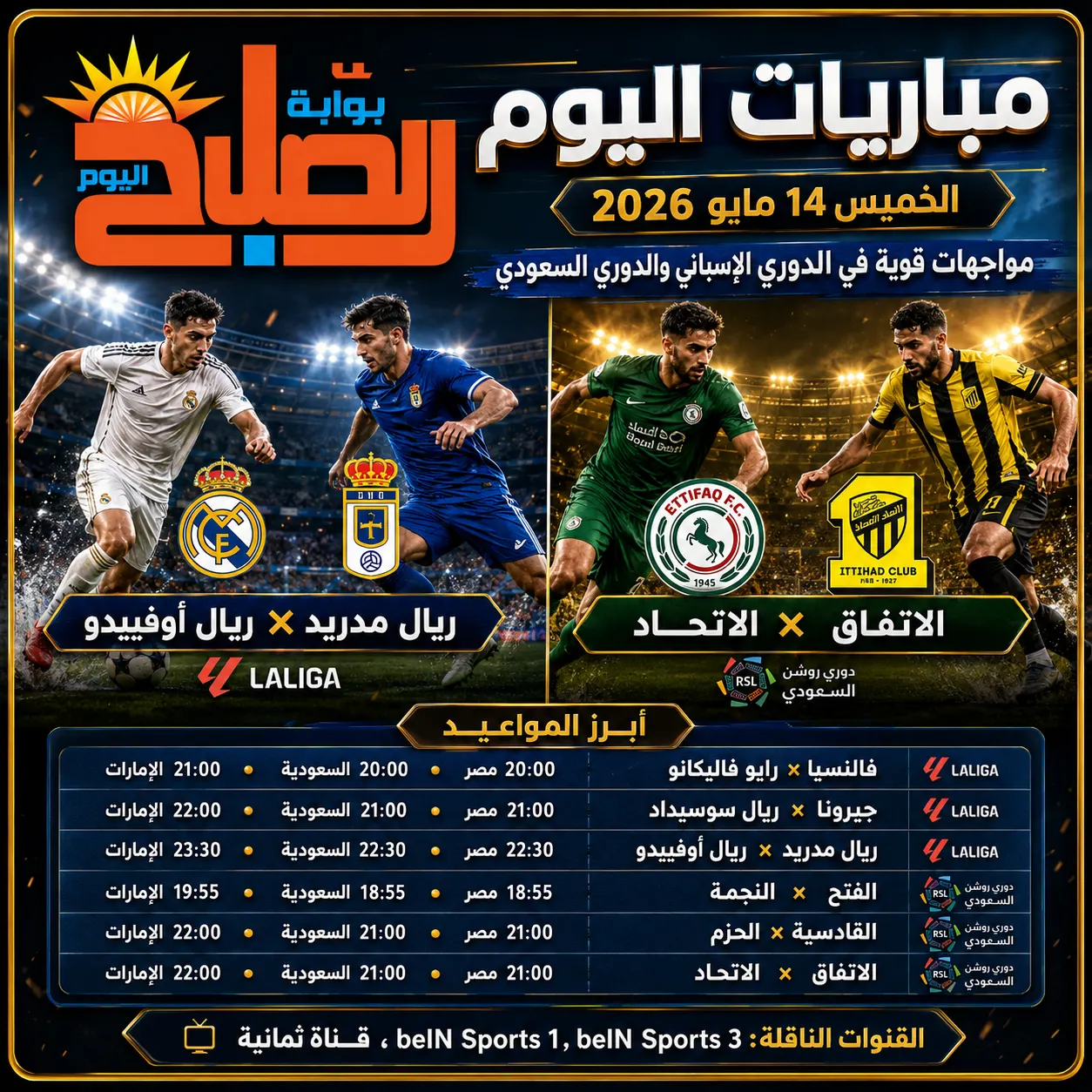 مباراة اليوم الخميس 14 مايو  