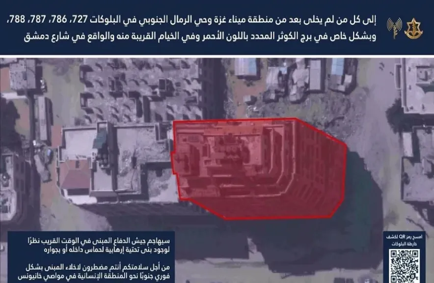 4 قنابل إسرائيلية مدمرة على برج الكوثر غرب مدينة غزة