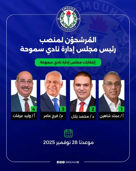 ننشر بالصور القائمة النهائية لمرشحي انتخابات نادي سموحة الرياضي للدورة 2025 – 2029