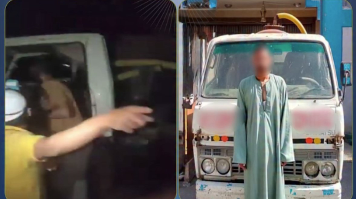 ضبط سائق سيارة صرف صحي لتفريغ حمولتها في مصرف مائي ببني سويف