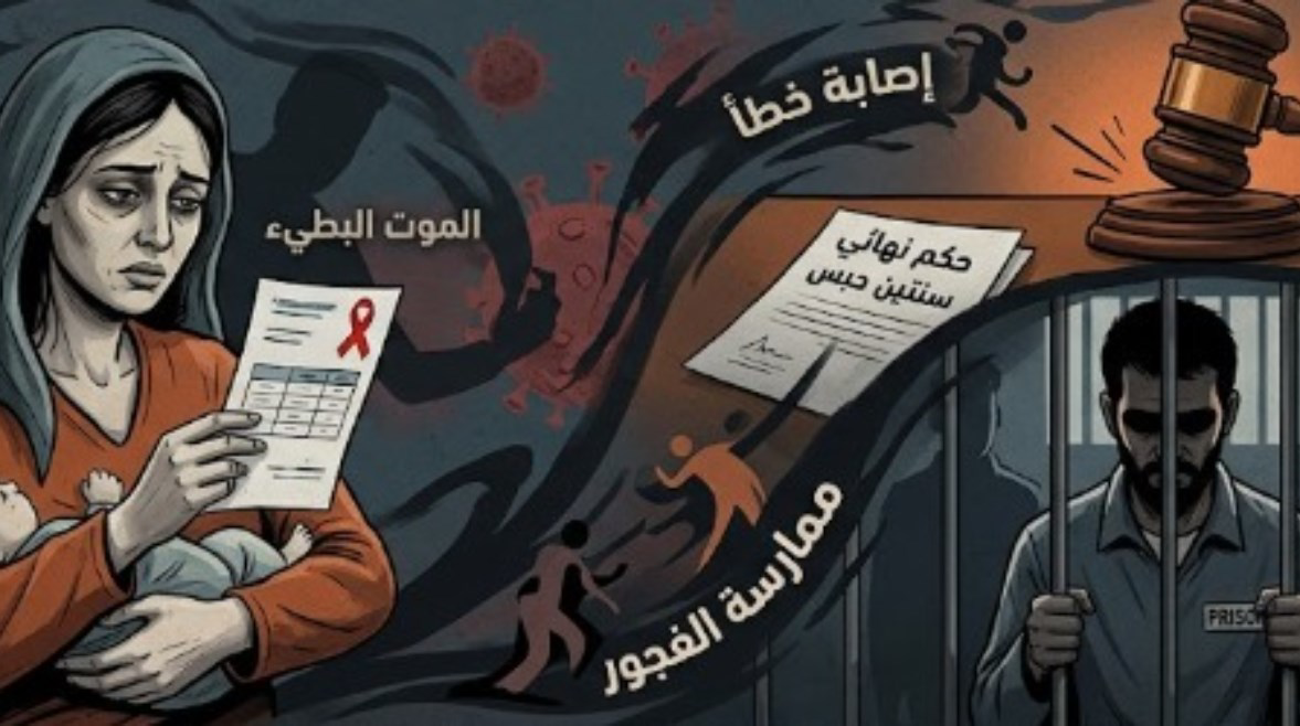 تأييد حبس زوج عامين لإدانته بالتسبب في إصابة زوجته بفيروس HIV ووضعه تحت المراقبة عامًا (2)