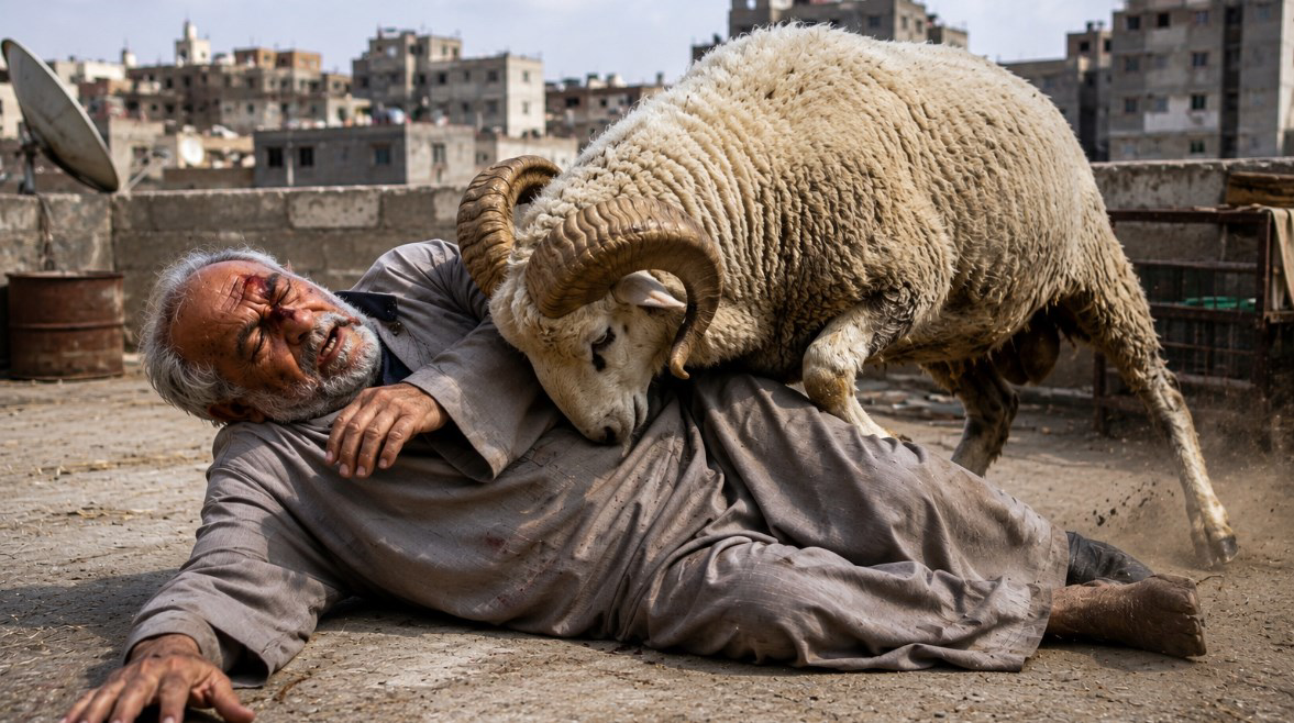 واقعة غريبة تهز المعصرة.. خروف ينهي حياة مسن كان يربيه