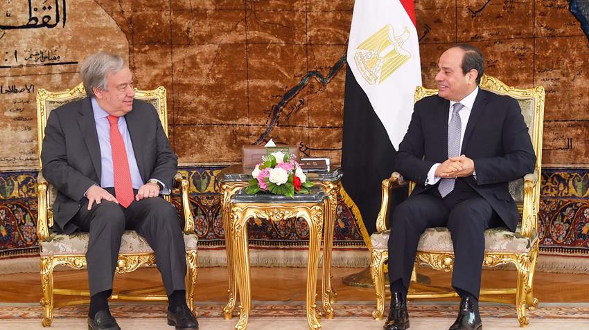 الرئيس عبد الفتاح السيسي يستقبل سكرتير عام الأمم المتحدة