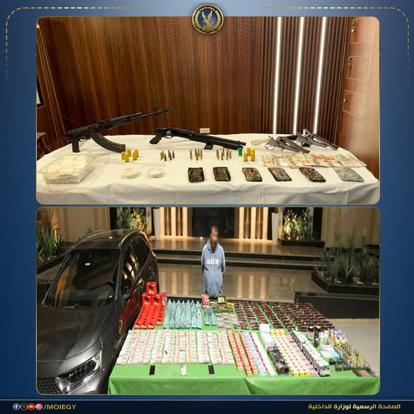 مصرع 3 عناصر جنائية شديدة الخطورة وضبط 2 طن مخدرات و90 قطعة سلاح في حملات أمنية موسعة