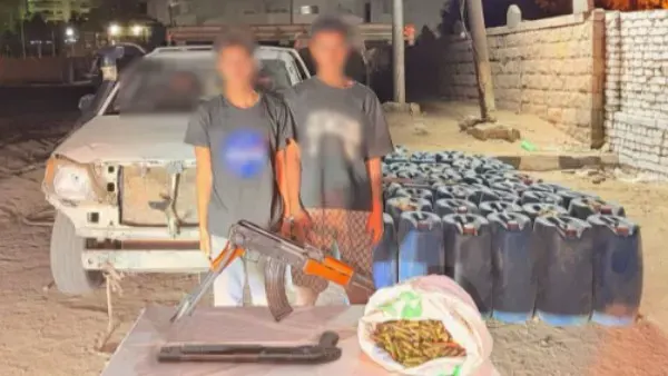 ضبط أكثر من طن سولار قبل بيعها في السوق السوداء بأسوان.. والتحفظ على أسلحة نارية