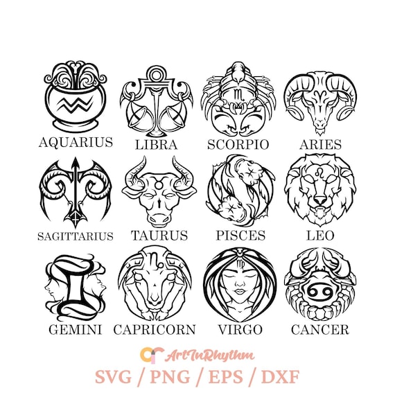 Zodiac Sign Symbols, Zodiac Sign Logo Bundle, Zodiac Sign ...