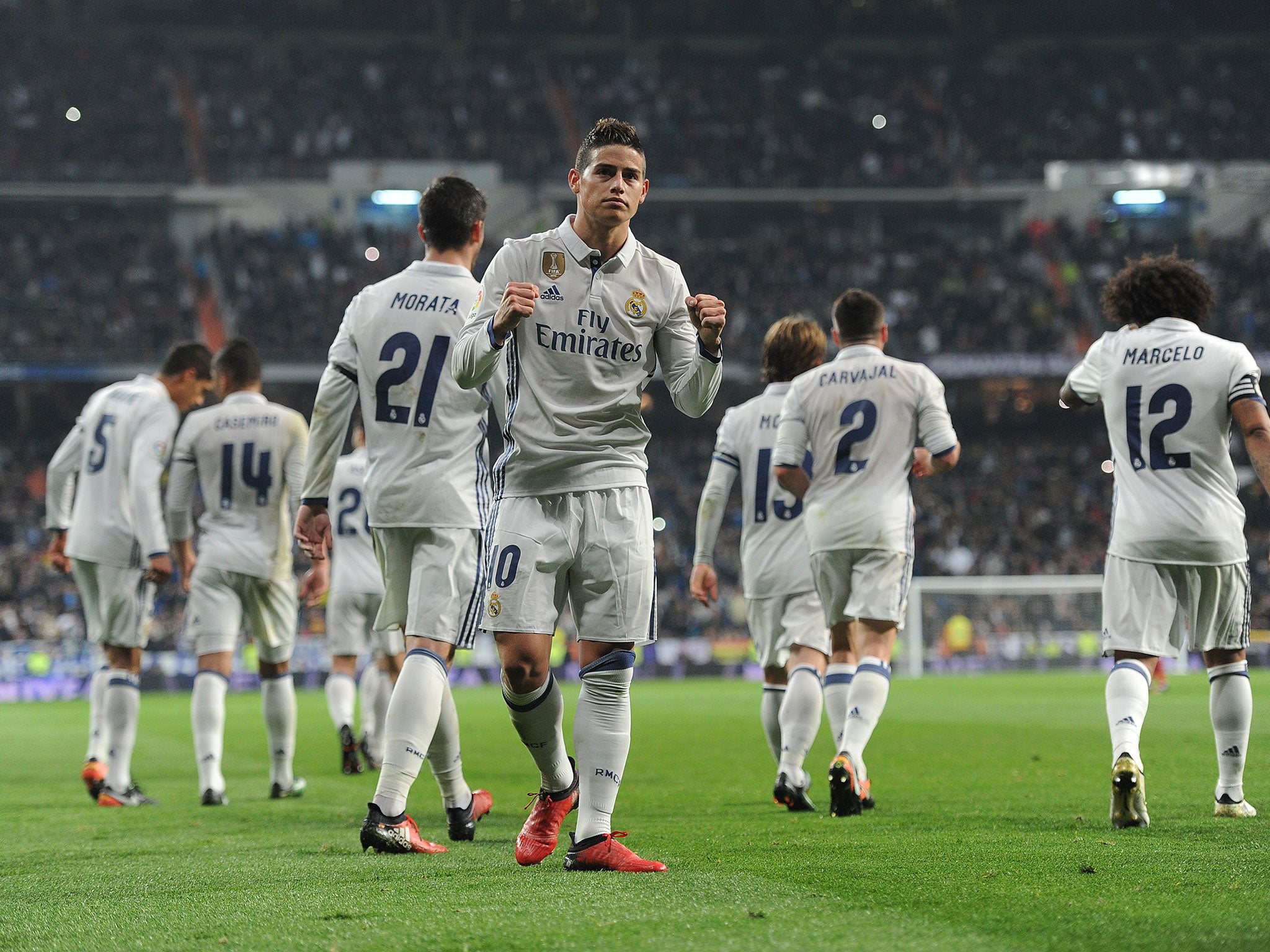Real Madrid vs Sevilla match report: James Rodriguez brace proves his time  at the Bernabeu might not yet be over | The Independent | The Independent